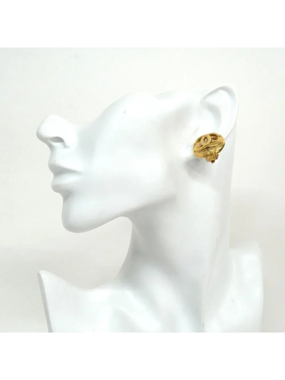 Chanel Earrings Vintage CC Logo Round Circle Gold Plated